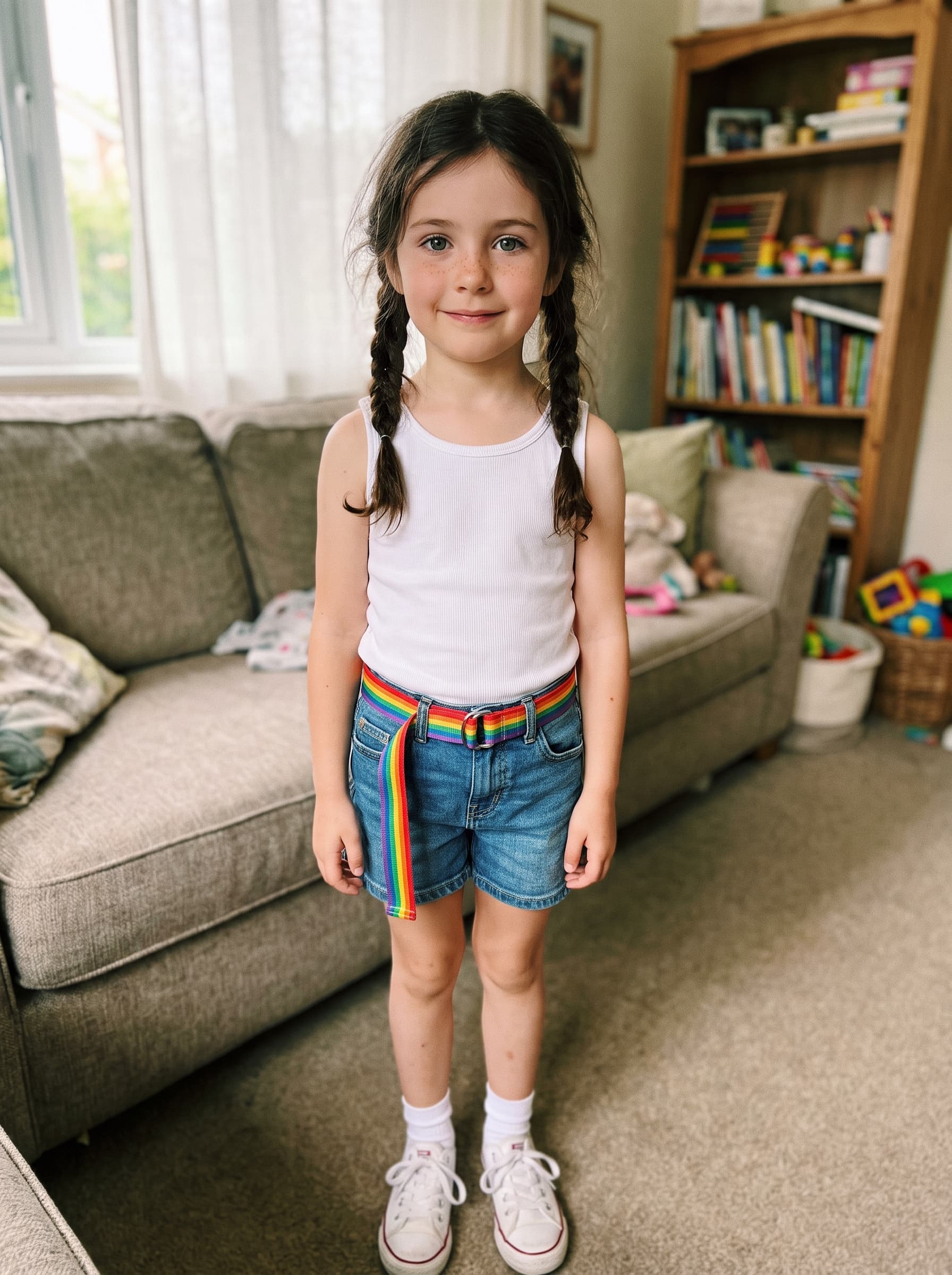 An example photo, a girl standing in her living room