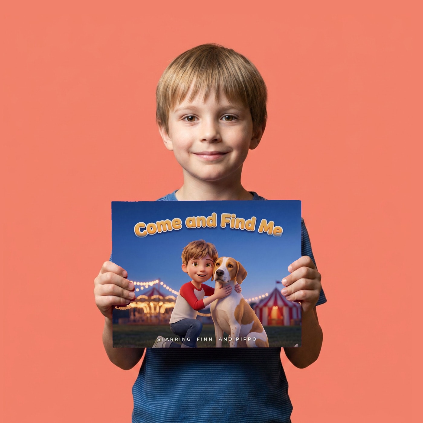 Come and Find Me, a child holding their printed copy of the book