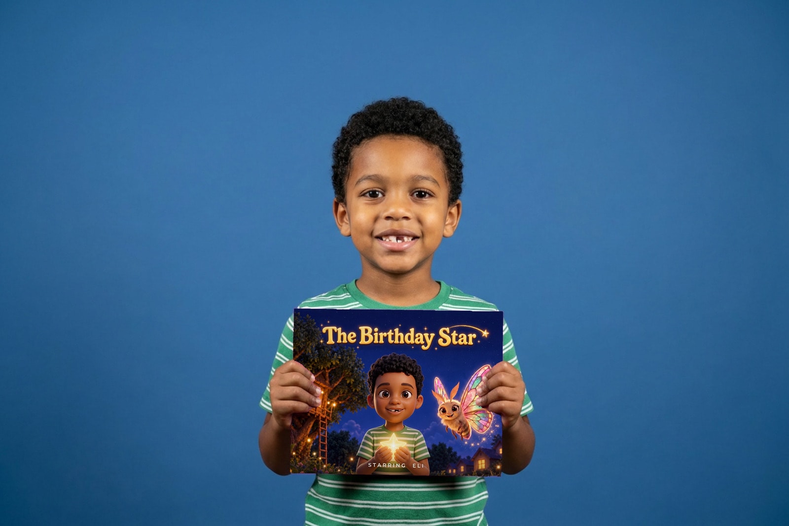 The Birthday Star, a child holding their printed copy of the book