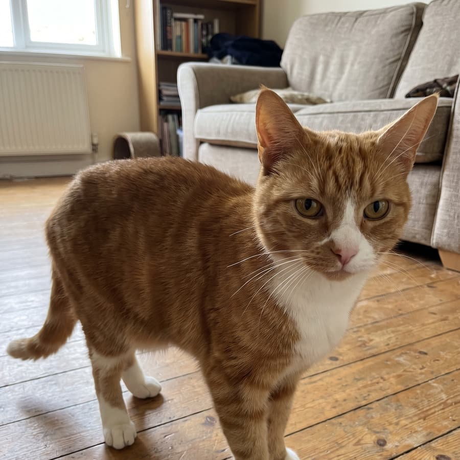 A photograph of the cat