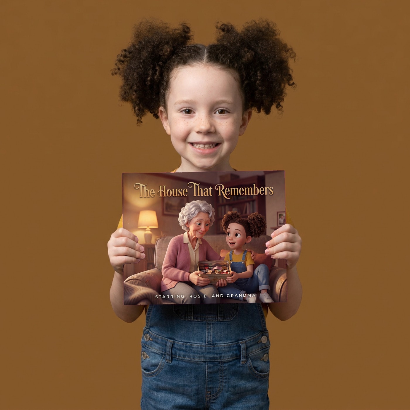 The House That Remembers, a child holding their printed copy of the book