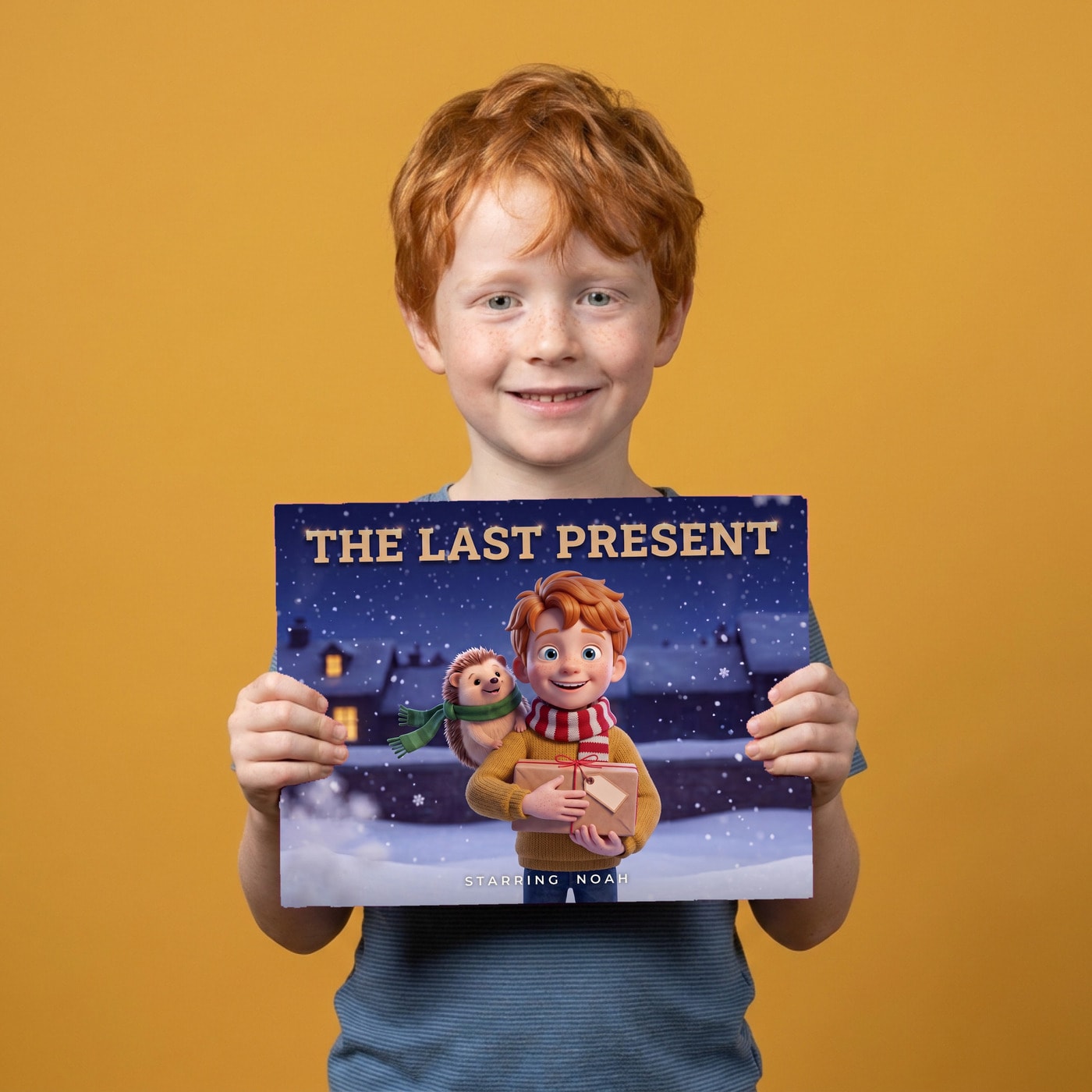 The Last Present, a child holding their printed copy of the book