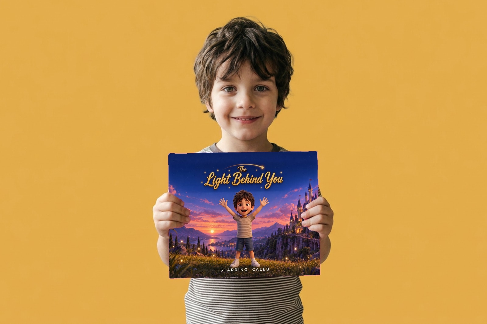 The Light Behind You, a child holding their printed copy of the book