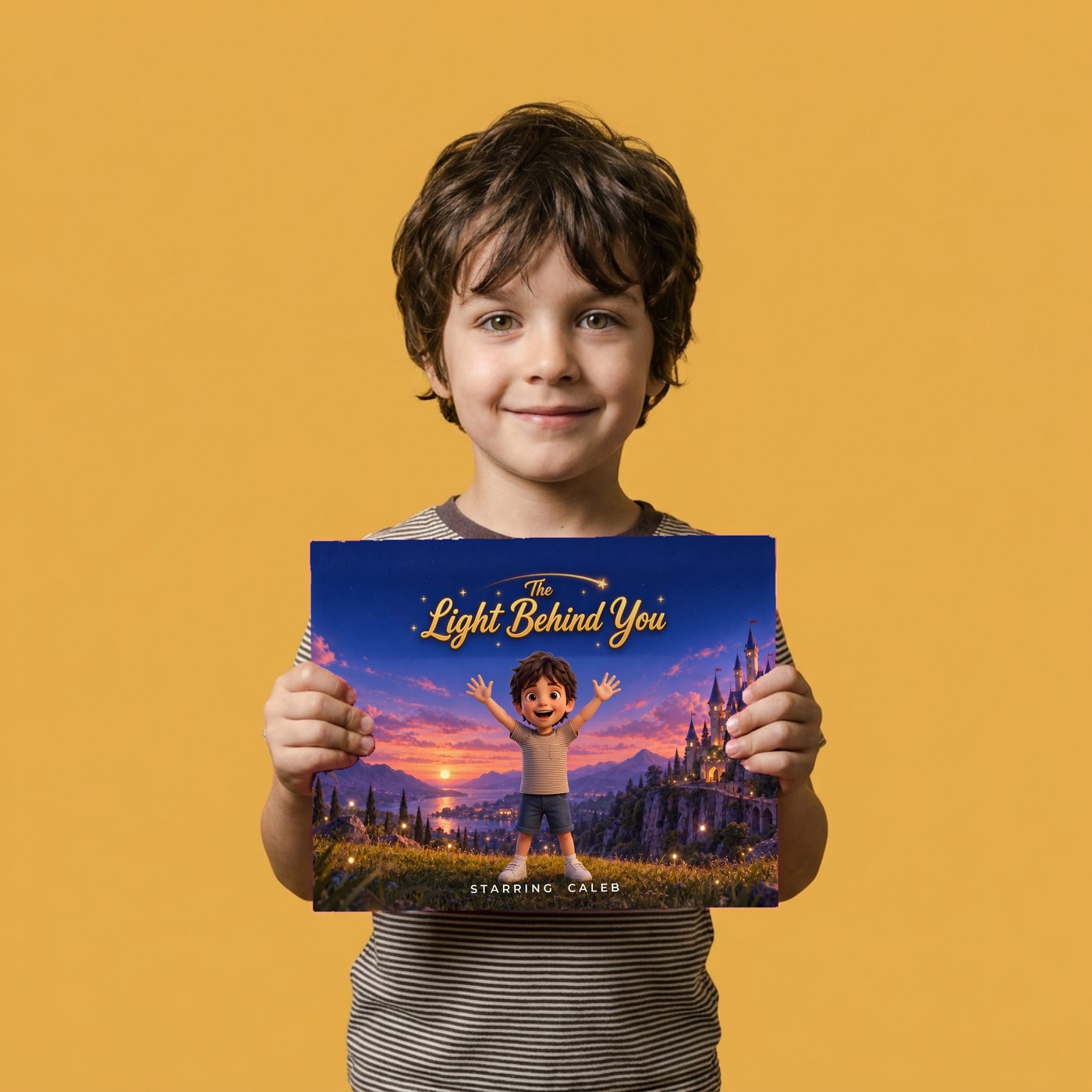 The Light Behind You, a child holding their printed copy of the book