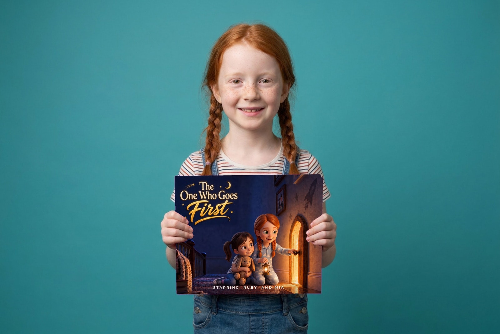The One Who Goes First, the two of them holding their printed copy of the book