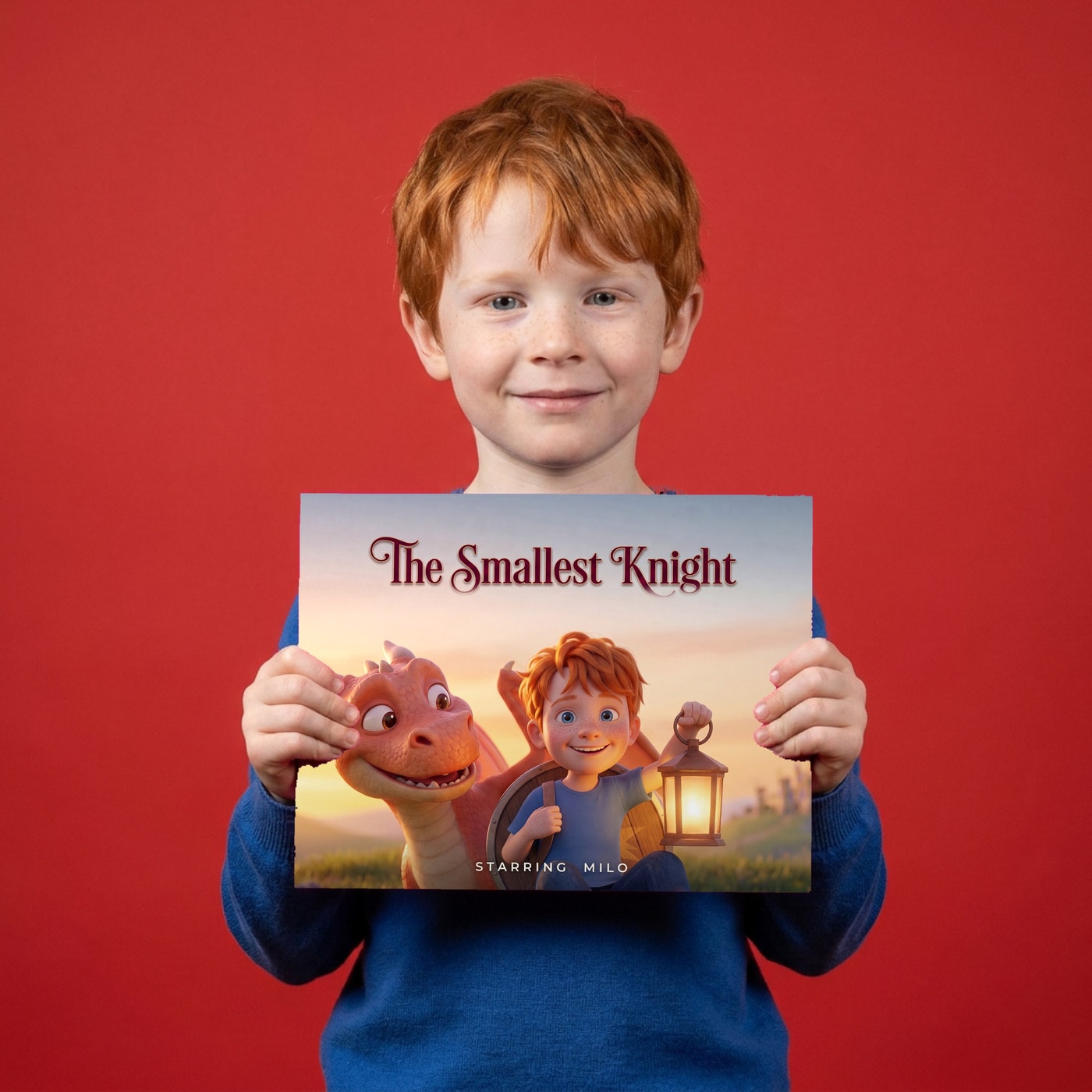 The Smallest Knight, a child holding their printed copy of the book